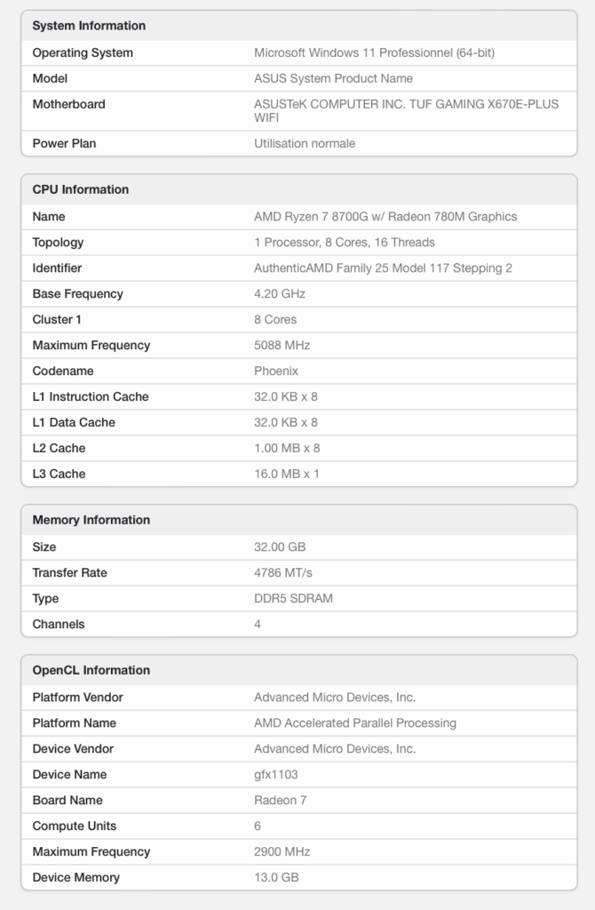 R7 8700G参数信息