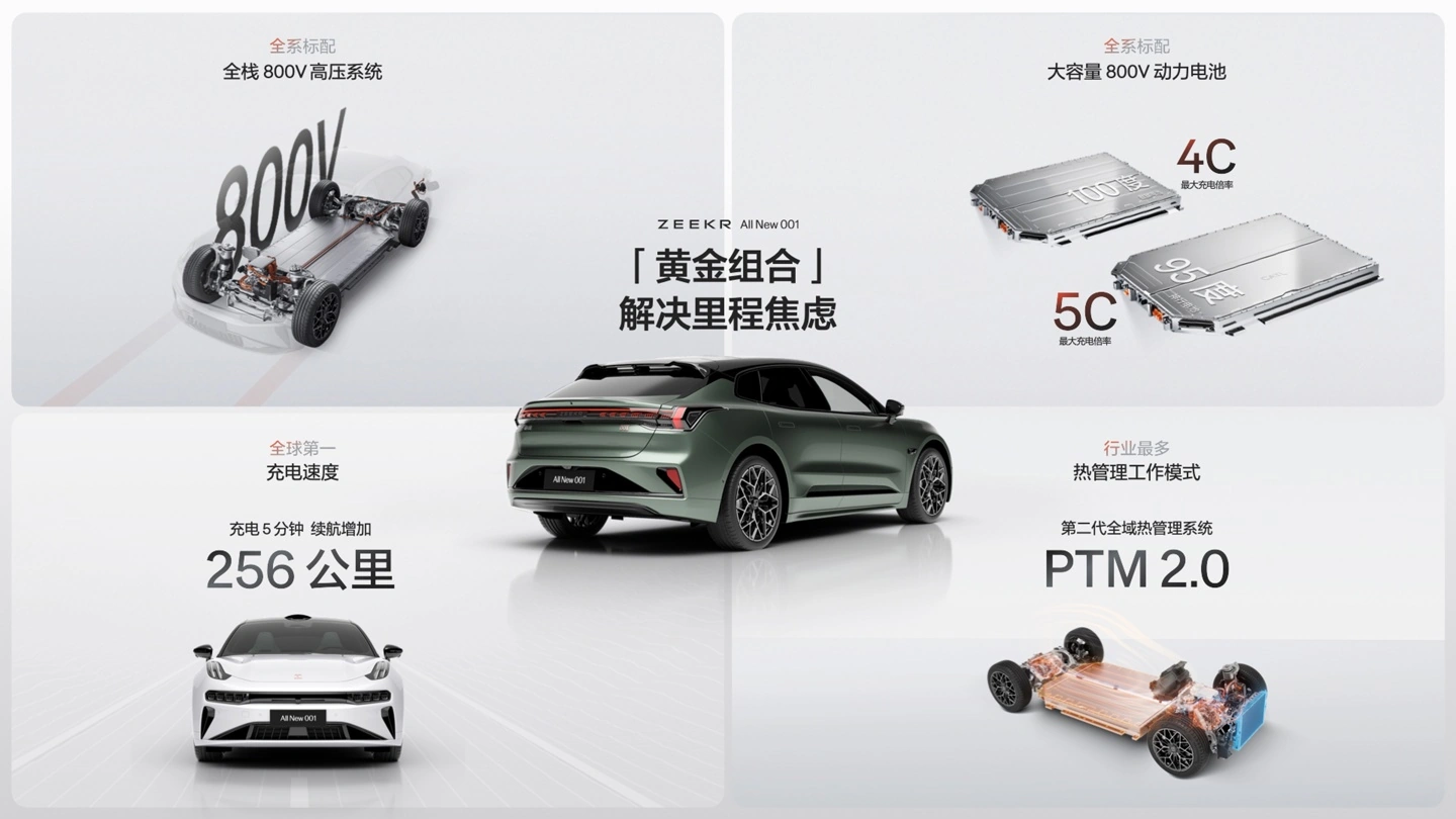 全新极氪001标配800V系统