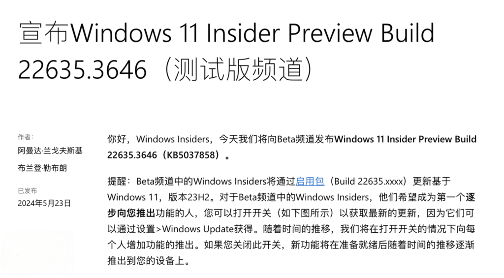 Windows 11 Beta Build 22635.3646