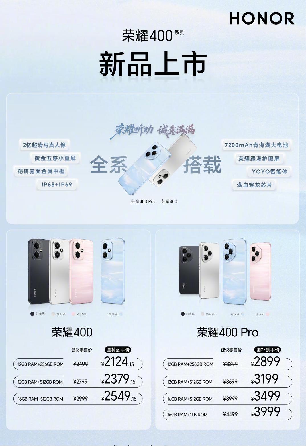 荣耀400系列