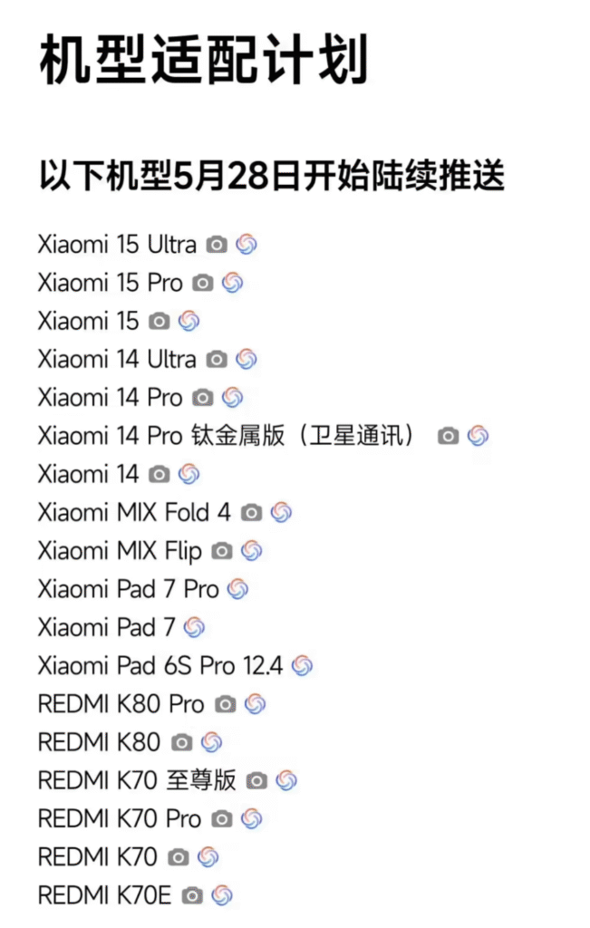 小米澎湃 OS 2 年中更新推送计划