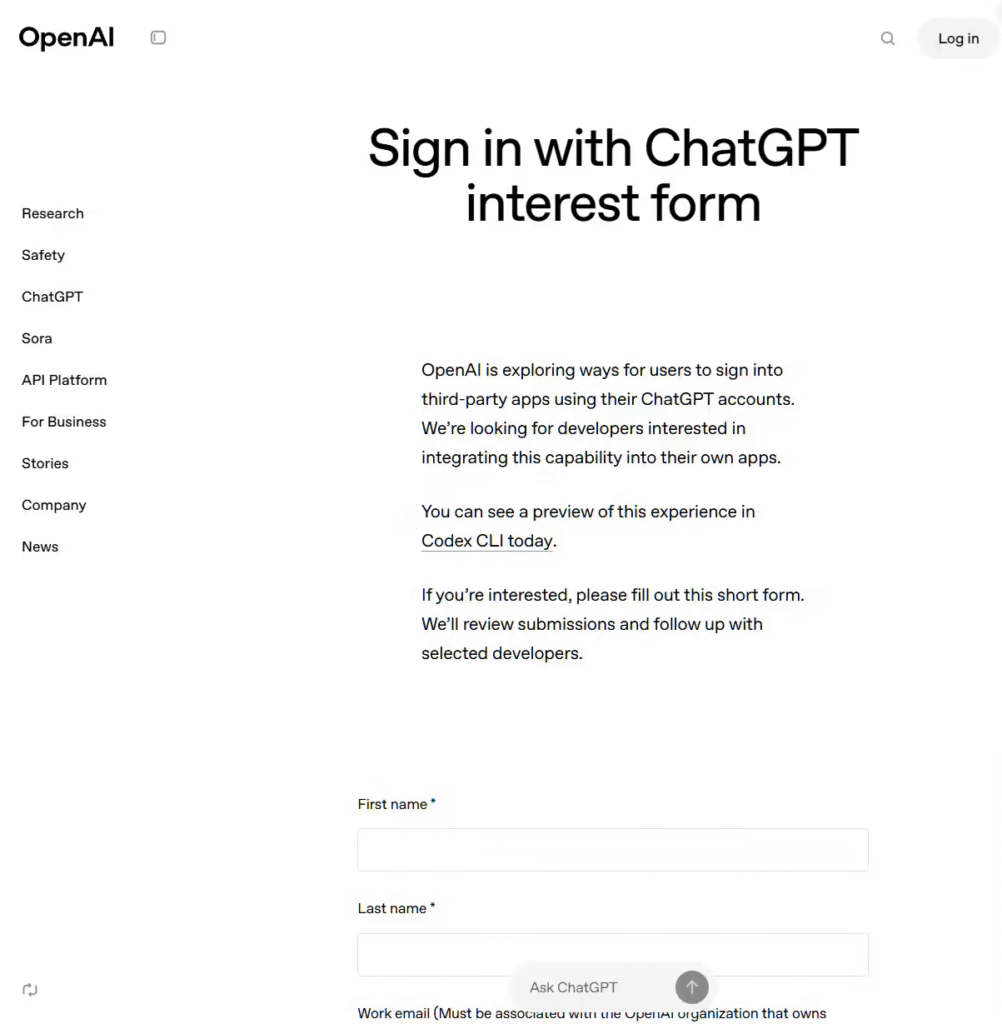 OpenAI 测试“使用 ChatGPT 登录”功能