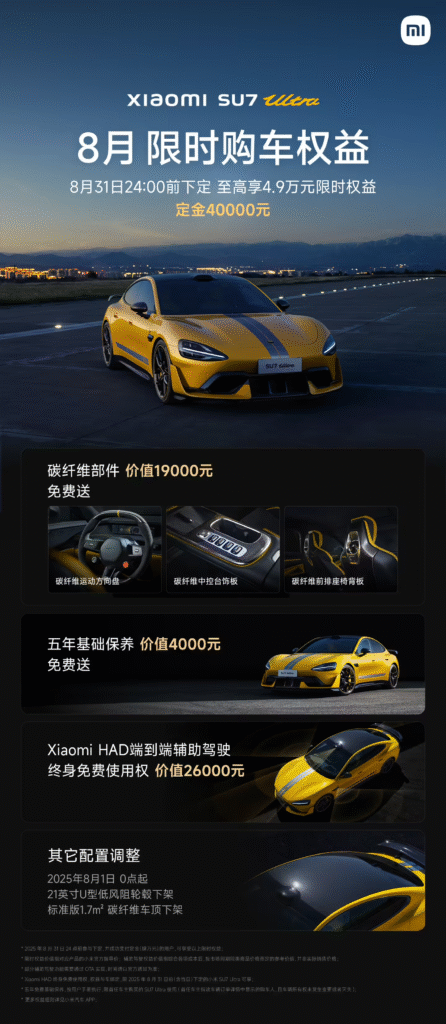 小米汽车8月购车权益