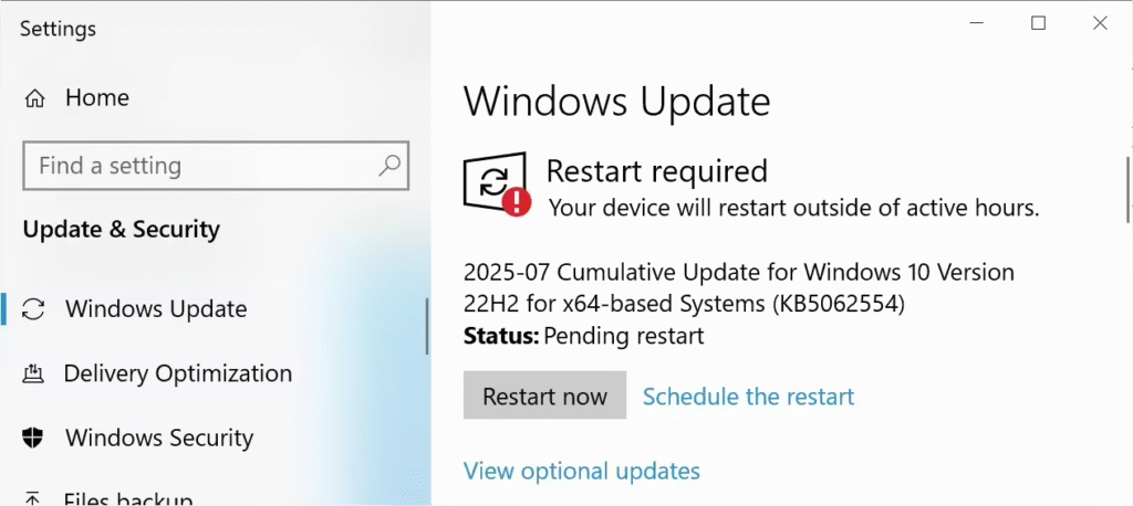 Windows 10推送KB5062554累积更新