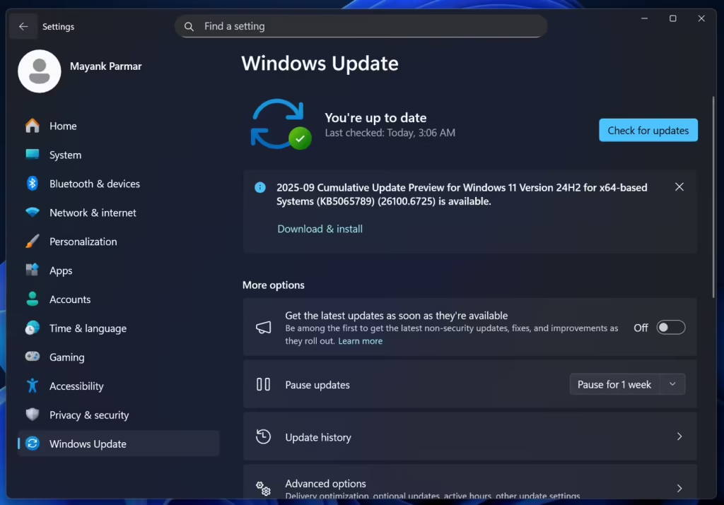 Windows 11 24H2九月可选更新KB5065789