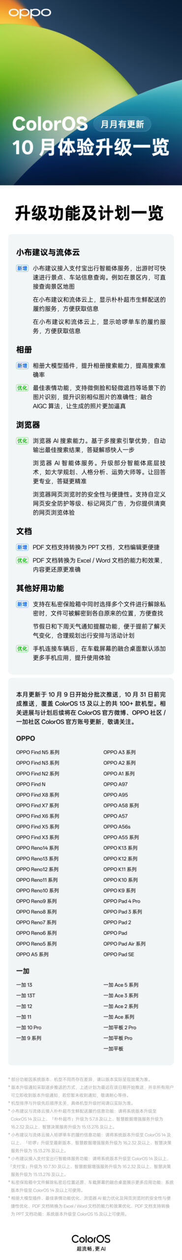 OPPO ColorOS 十月系统升级