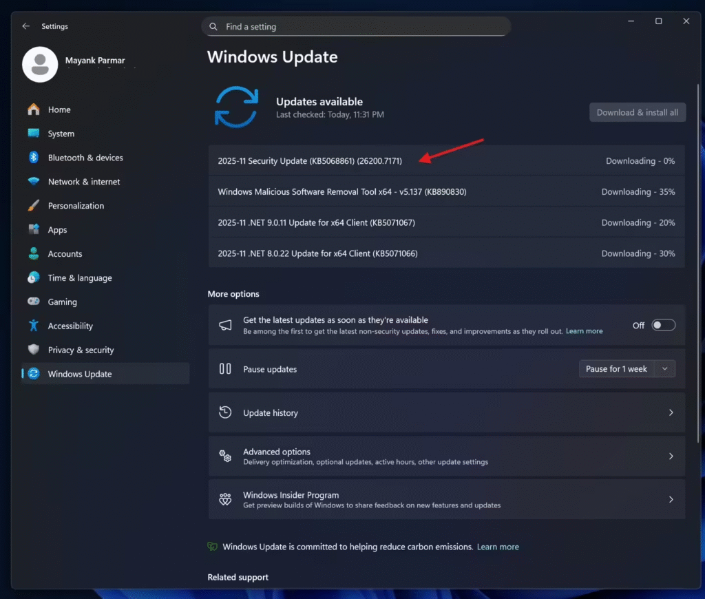 Windows 11推送KB5068861更新