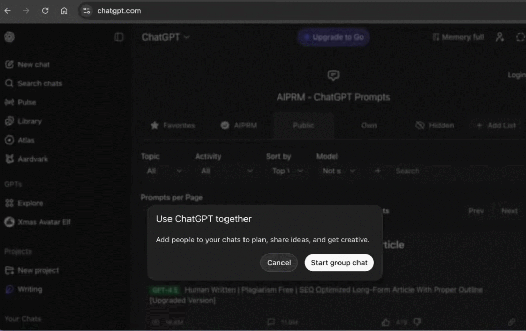 OpenAI推出ChatGPT群聊和私信功能,向部分用户开放内测