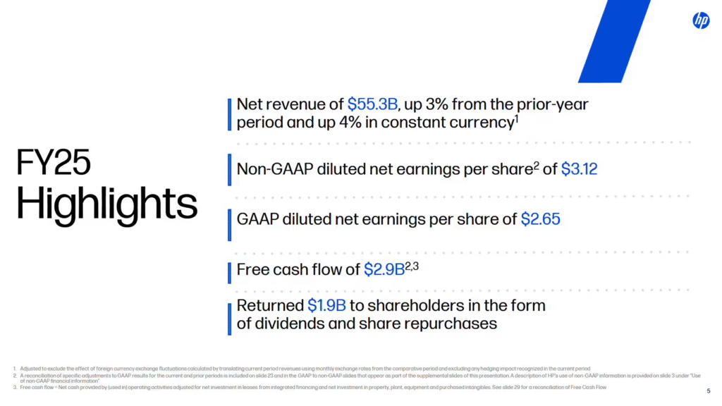 惠普2025财年第四季度财报