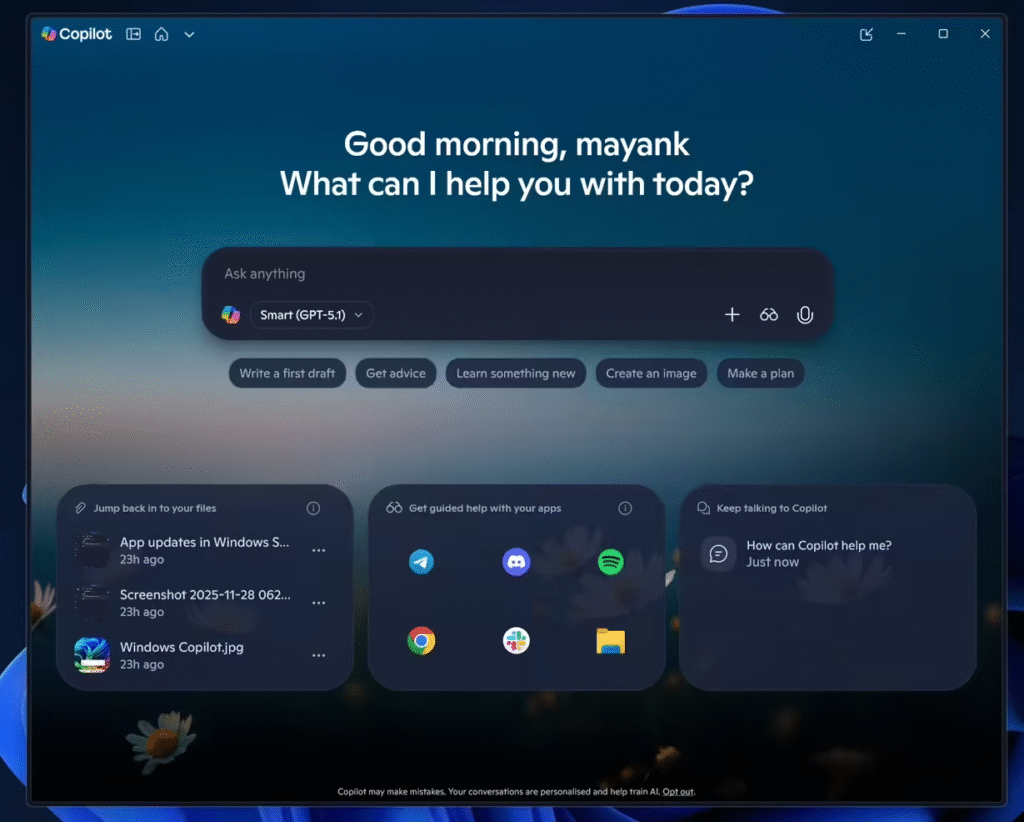 微软为Win11 Copilot免费升级GPT-5.1