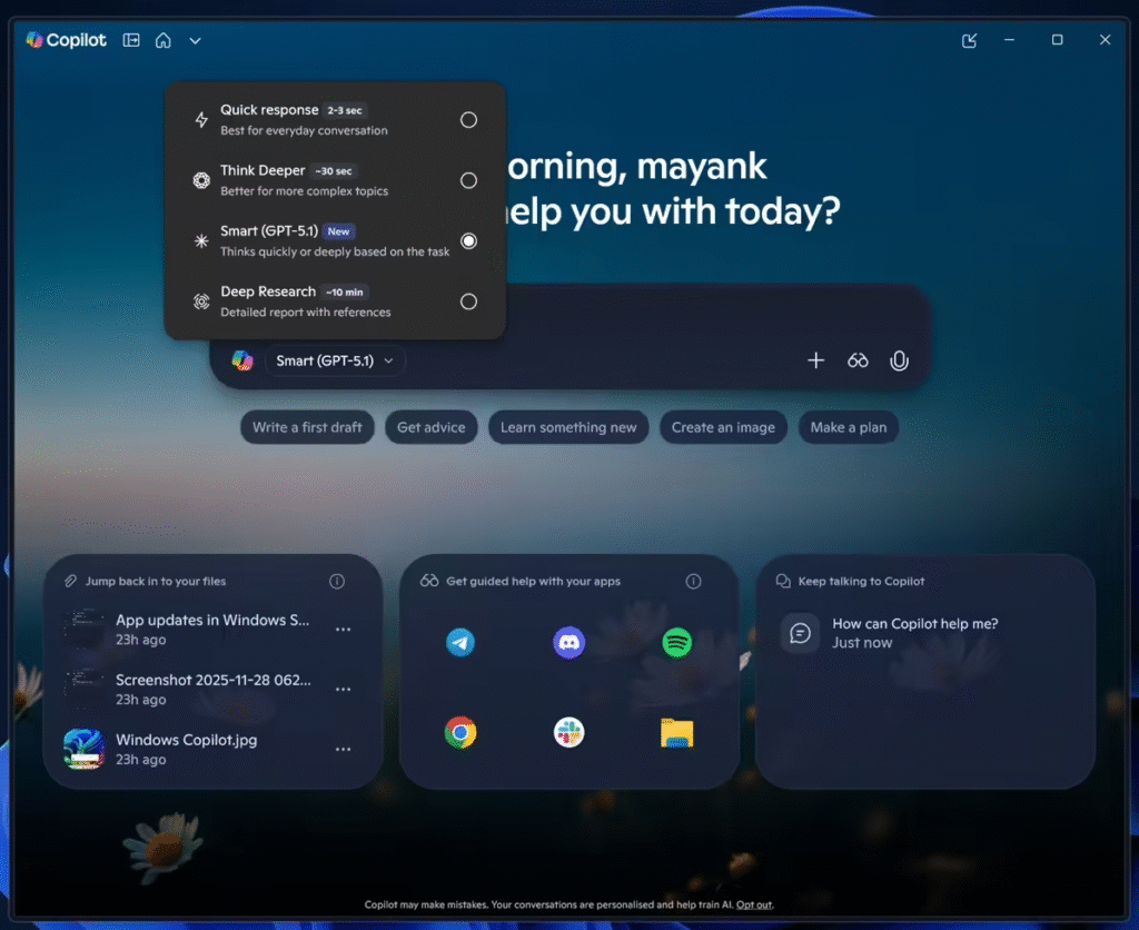 微软为Win11 Copilot免费升级GPT-5.1