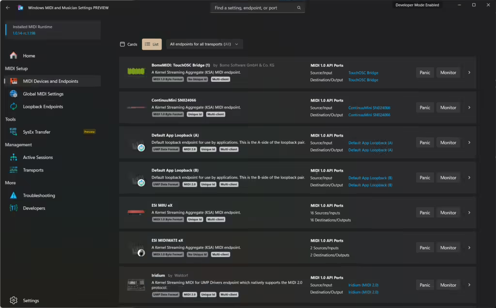 Windows MIDI 服务设置应用