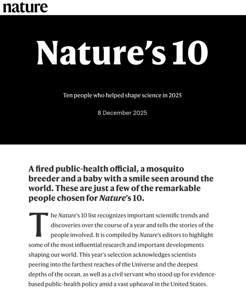 《自然》杂志2025年度十大科学人物