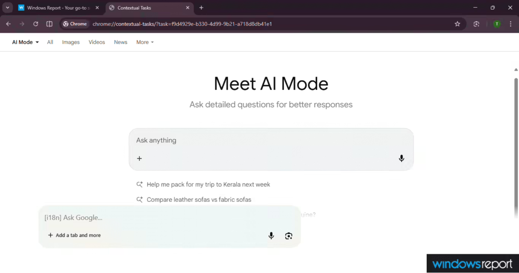 谷歌Chrome浏览器测试原生集成AI模式