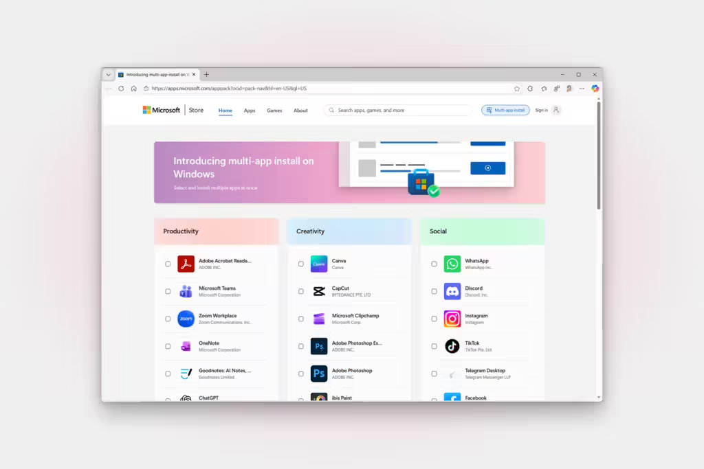 Windows应用商店“多应用批量安装”工具