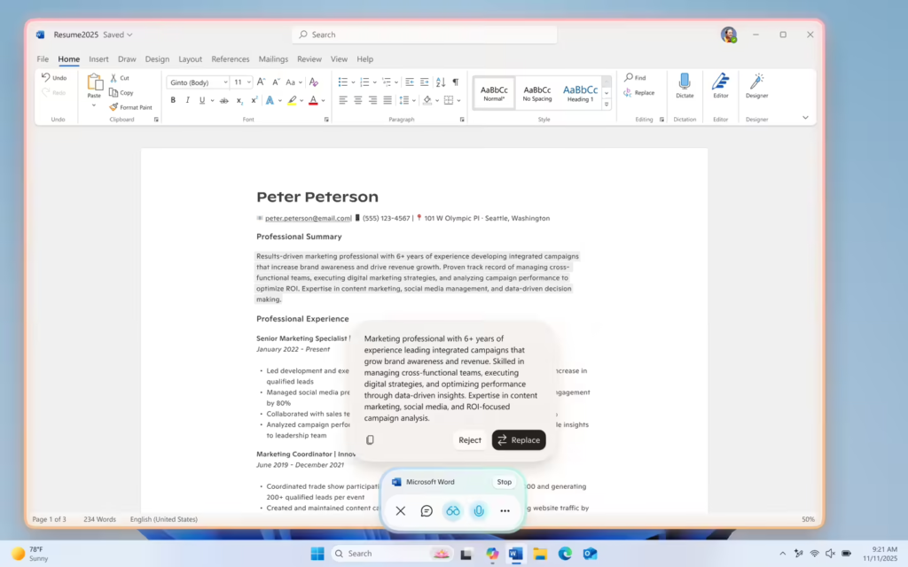 Win11 Copilot新增实时文本编辑功能