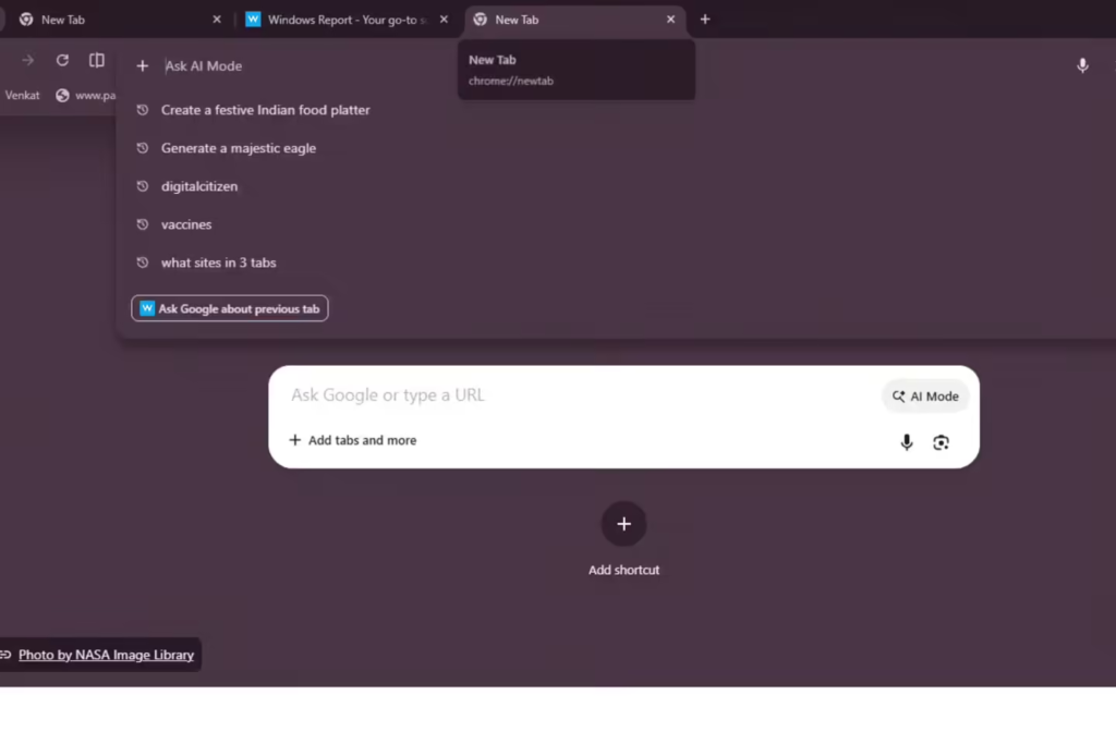 谷歌Chrome增强AI搜索能力,新标签页可无缝关联其他标签页内容