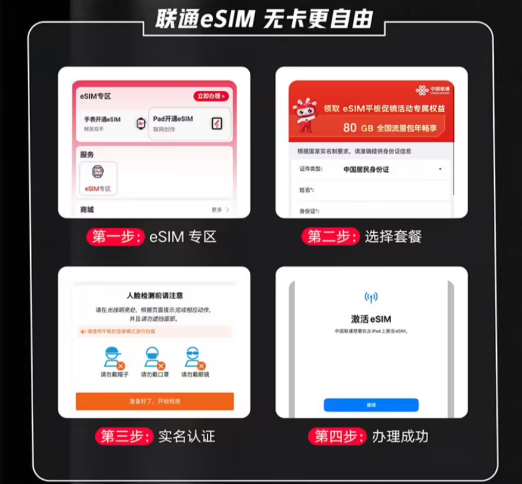 中国联通“云智 AI Pad”eSIM开通流程