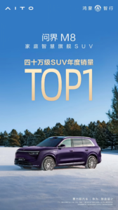 问界M8获2025年度40万级SUV销冠 年销量突破15万辆​