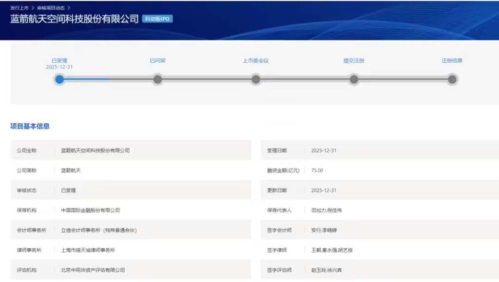 蓝箭航天冲刺科创