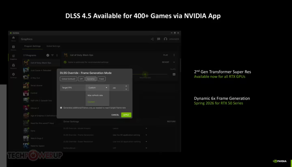 英伟达发布DLSS 4.5