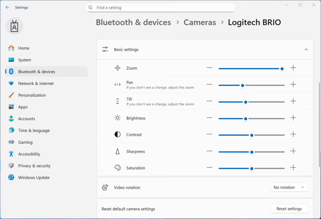 Win11预览版新增摄像头云台控制模块