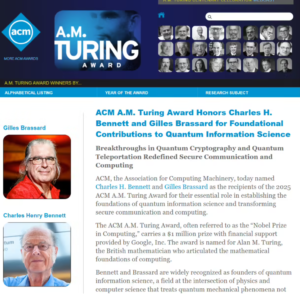 2025图灵奖授予量子信息科学奠基人 本内特与布拉萨德获百万美元奖金