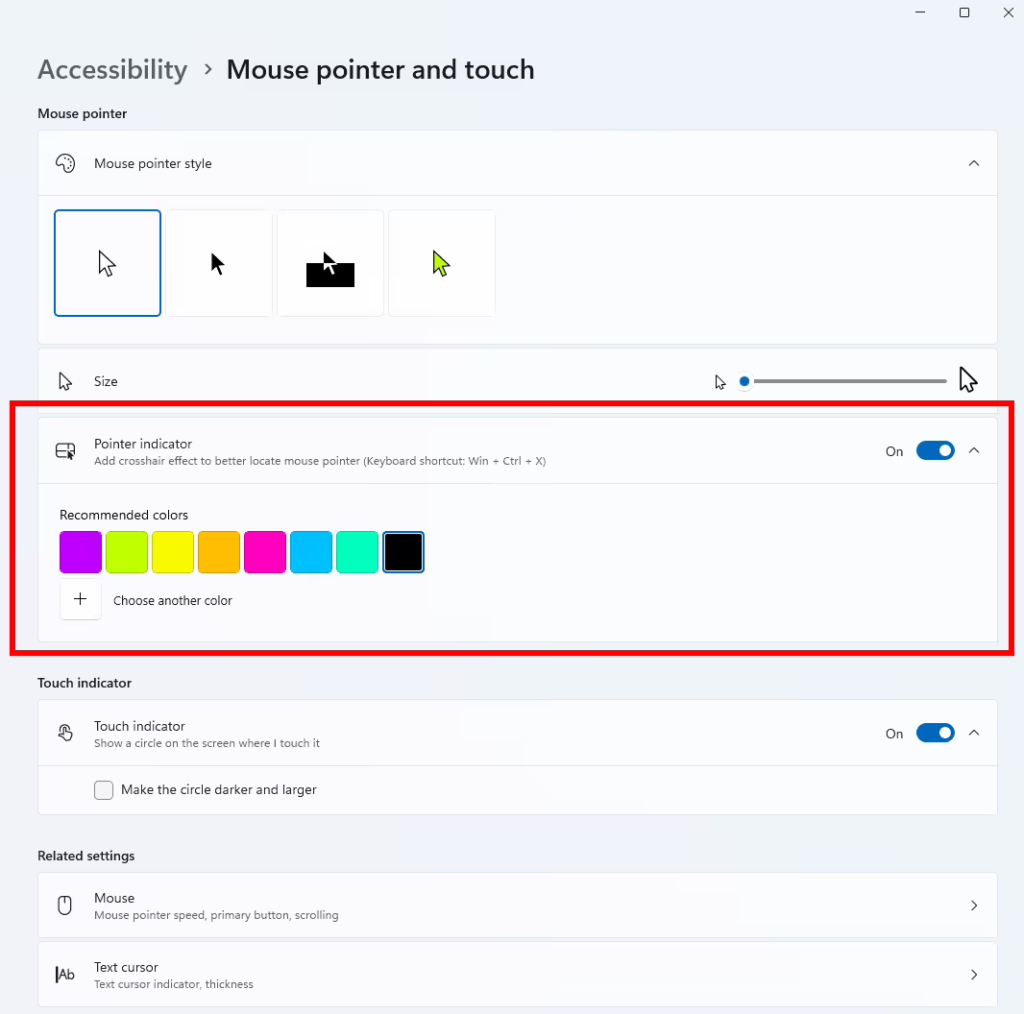 微软重新启用了“指针指示器”功能