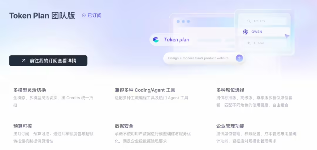 阿里云百炼上线“团队版 Token Plan”