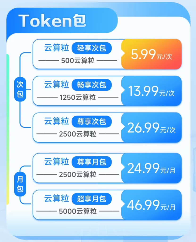中国移动上线词元套餐