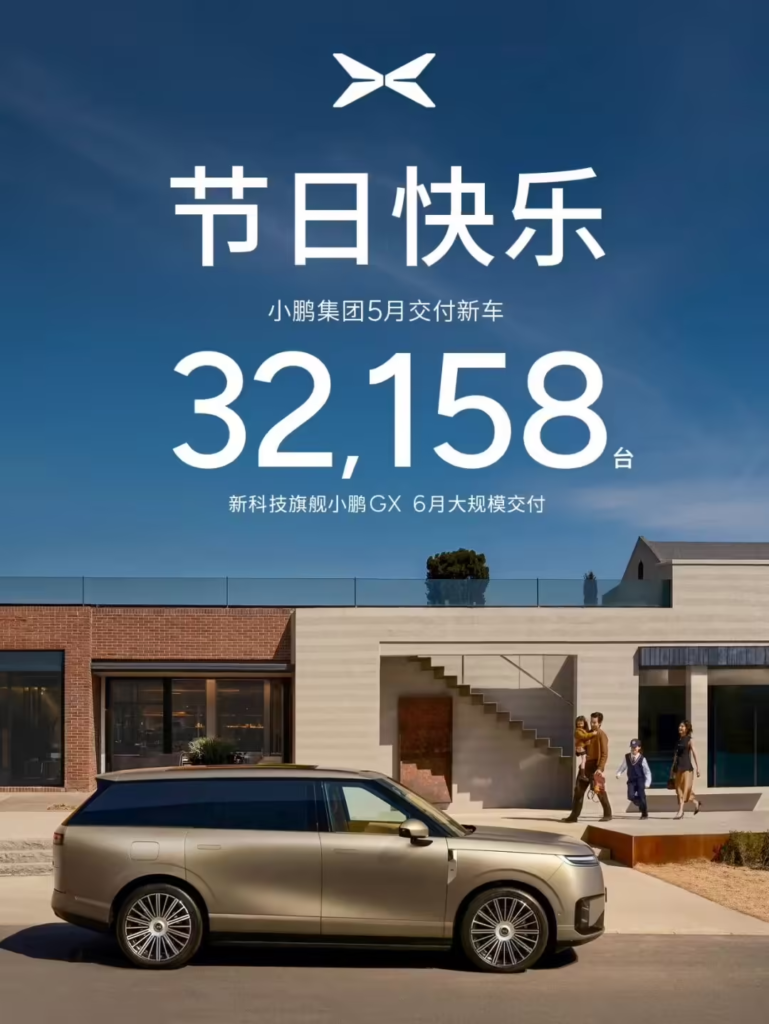 小鹏集团2026年5月交付新车32158台