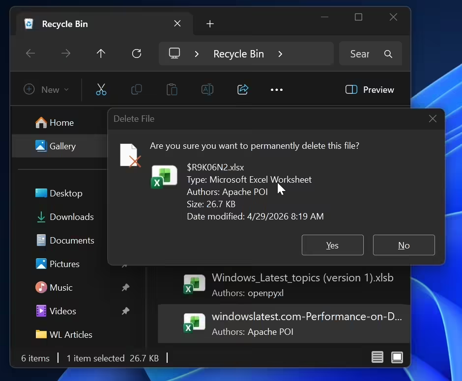 Win11 六月补丁 KB5094126 存在缺陷：致 Office 第三方调用崩溃、回收站显码名