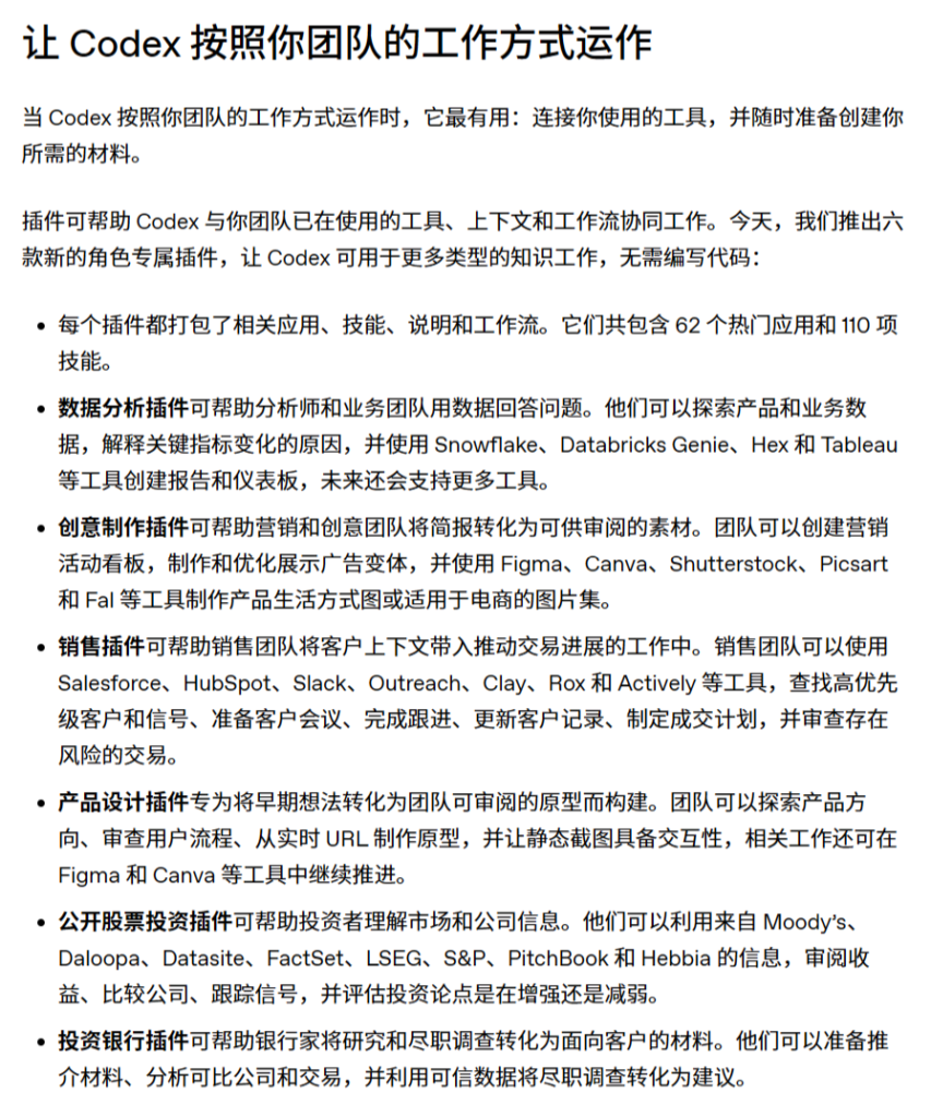 OpenAI 拓展 Codex 版图：新增六大岗位插件，非技术用户迎来专属 AI 智能体