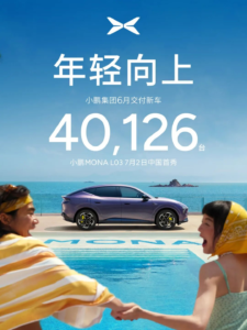 小鹏汽车6月交付40026台，二季度累销破10万