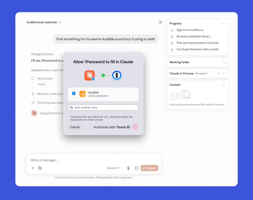 1Password for Claude