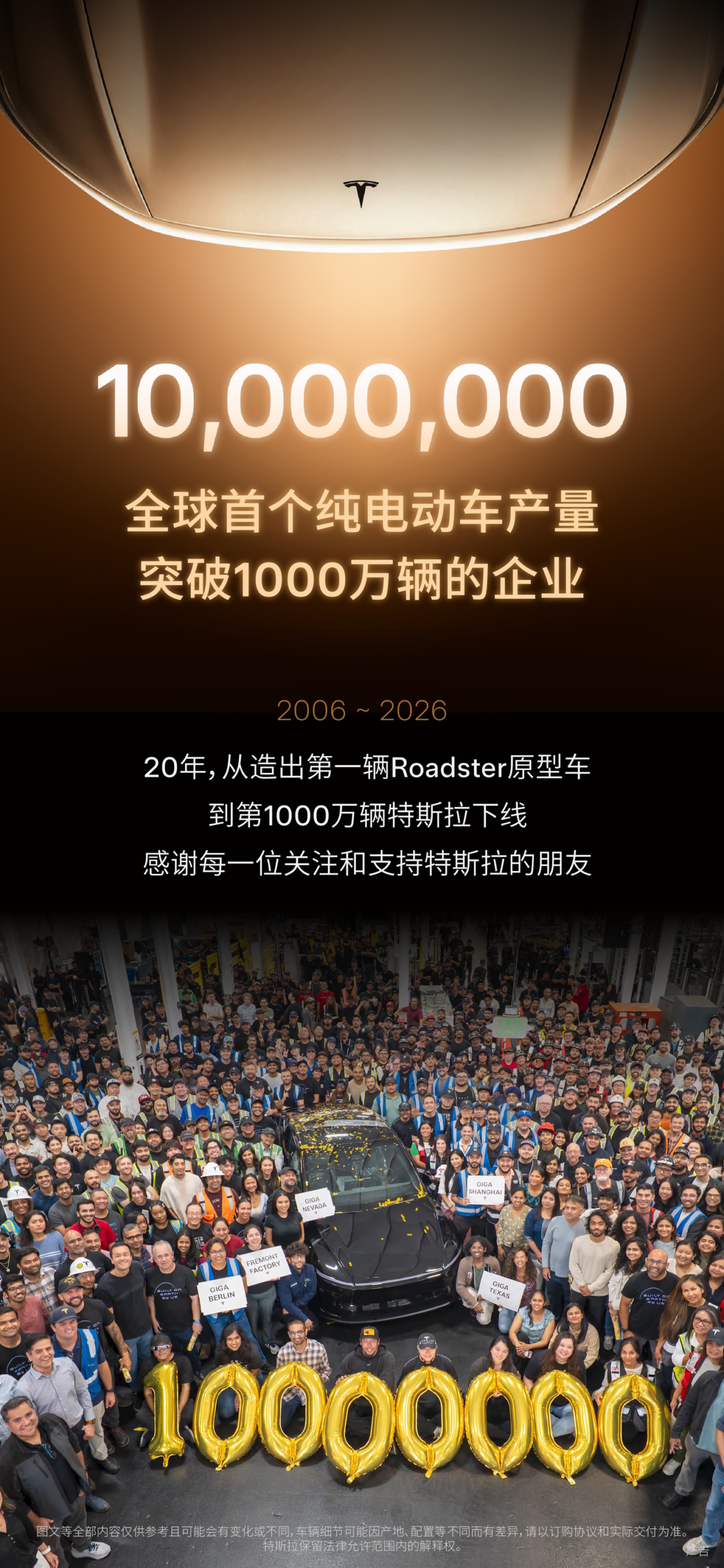 特斯拉全球第 1000 万辆电动车下线