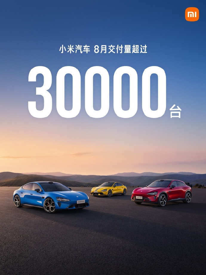 小米汽车8月交付量超3万台