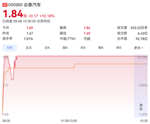 众泰汽车股价开盘涨停，公司称年内推出新车仅为计划